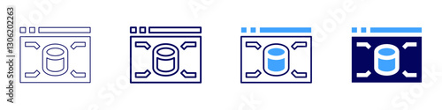 3d modeling icon in 4 different styles. Thin Line, Line, Bold Line, Duotone. Duotone style. Editable stroke
