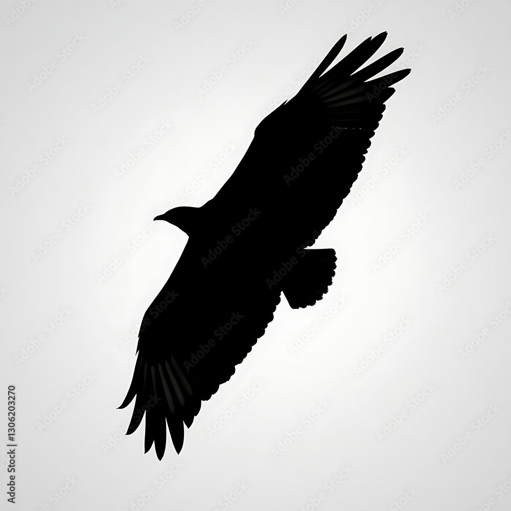 Obraz premium Majestic Bird in Flight - Close-Up Silhouette with Detailed Feathers and Textured Background
