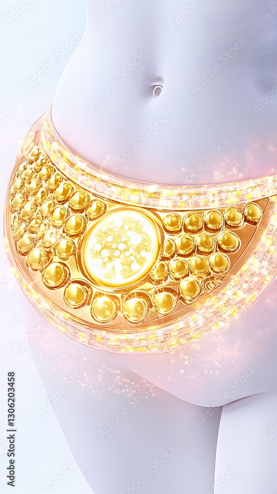 Abstract Golden Body Art Illustration With Glowing Light Sparkle On Abstract Golden Body Art Illustration With Glowing Light Sparkle On