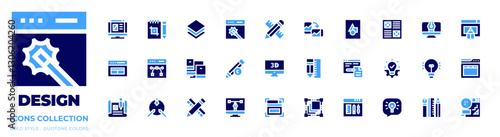 Design icon collection. Bold style. Duotone colors. layer, web design, consulting, layers, idea, computer, idea , web design , graphic design , pencil