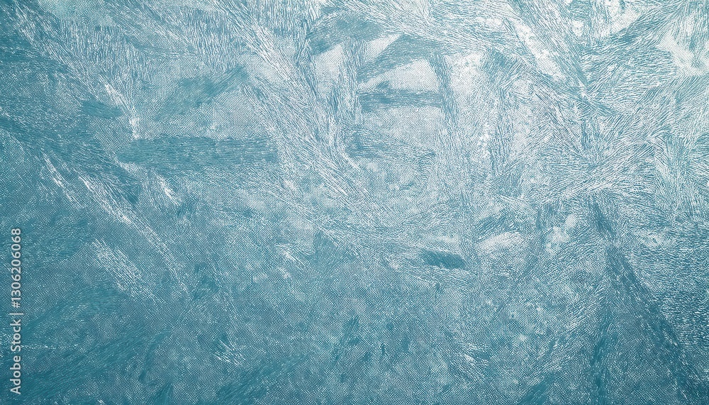 Obraz premium delicate frost patterns on icy glass surface with intricate crystalline texture, perfect for winter themed background