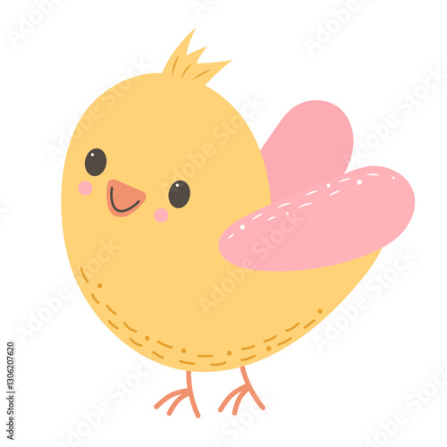 Cute chick isolated on white background.