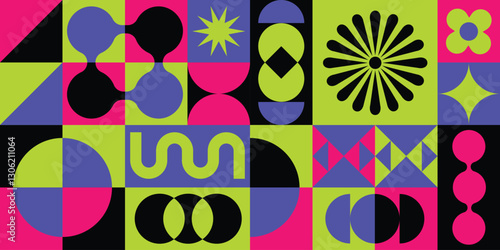 Set of modern abstract composition geometric shape vector