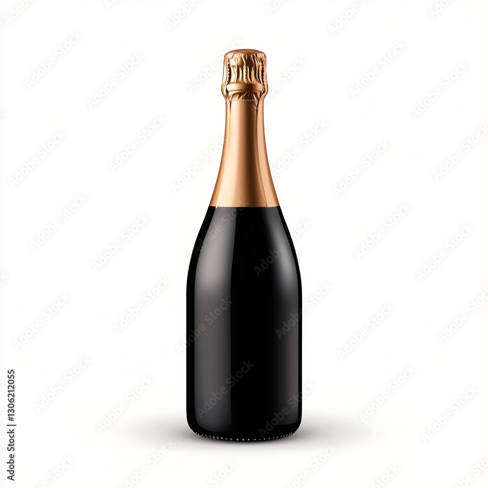 Elegant Black Champagne Bottle with Gold Foil Muselet Sparkling Wine Celebration Drink Elegant Black Champagne Bottle with Gold Foil Muselet Sparkling Wine Celebration Drink