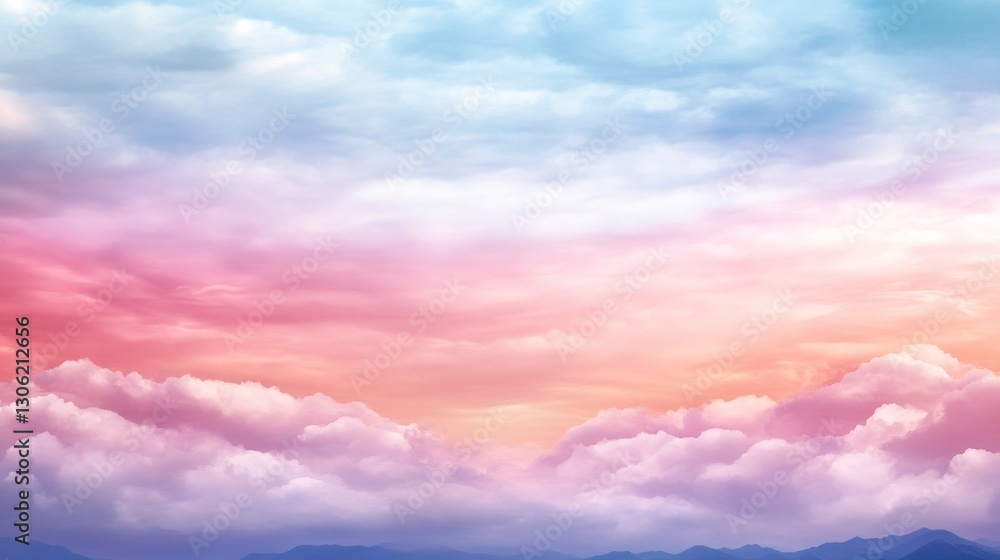 Obraz premium Colorful sunset cloudscape over mountains