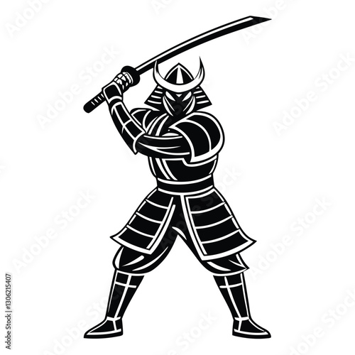 Samurai Holding Sword Silhouette Iconic Warrior Stance