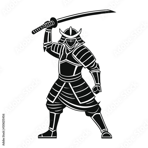 Samurai Warrior Shadow Sword-Wielding Fighter Silhouette