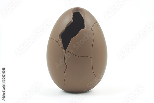 Brown Egg with a Crack Showing a Broken Surface, Captivating Visual of Transformation Awaiting Hatchling Appearance. photo