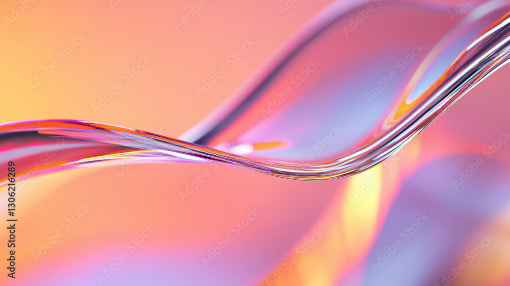 Naklejka premium Quantum computing and creativity, vibrant wave of translucent material creates mesmerizing visual effect