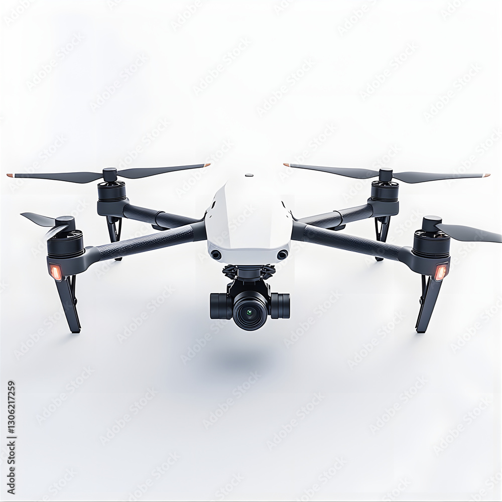 A high-tech drone, ready for flight, boasts advanced imaging capabilities. 3d Transportation isolated in white background. A high-tech drone, ready for flight, boasts advanced imaging capabilities. 3d Transportation isolated in white background.
