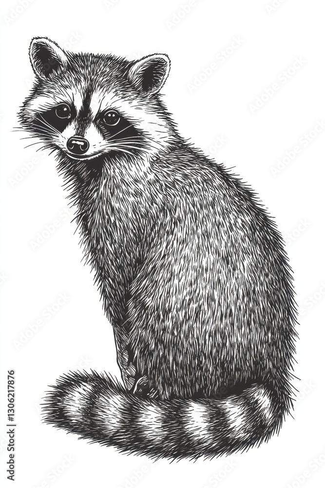 Naklejka premium Detailed Raccoon Illustration
