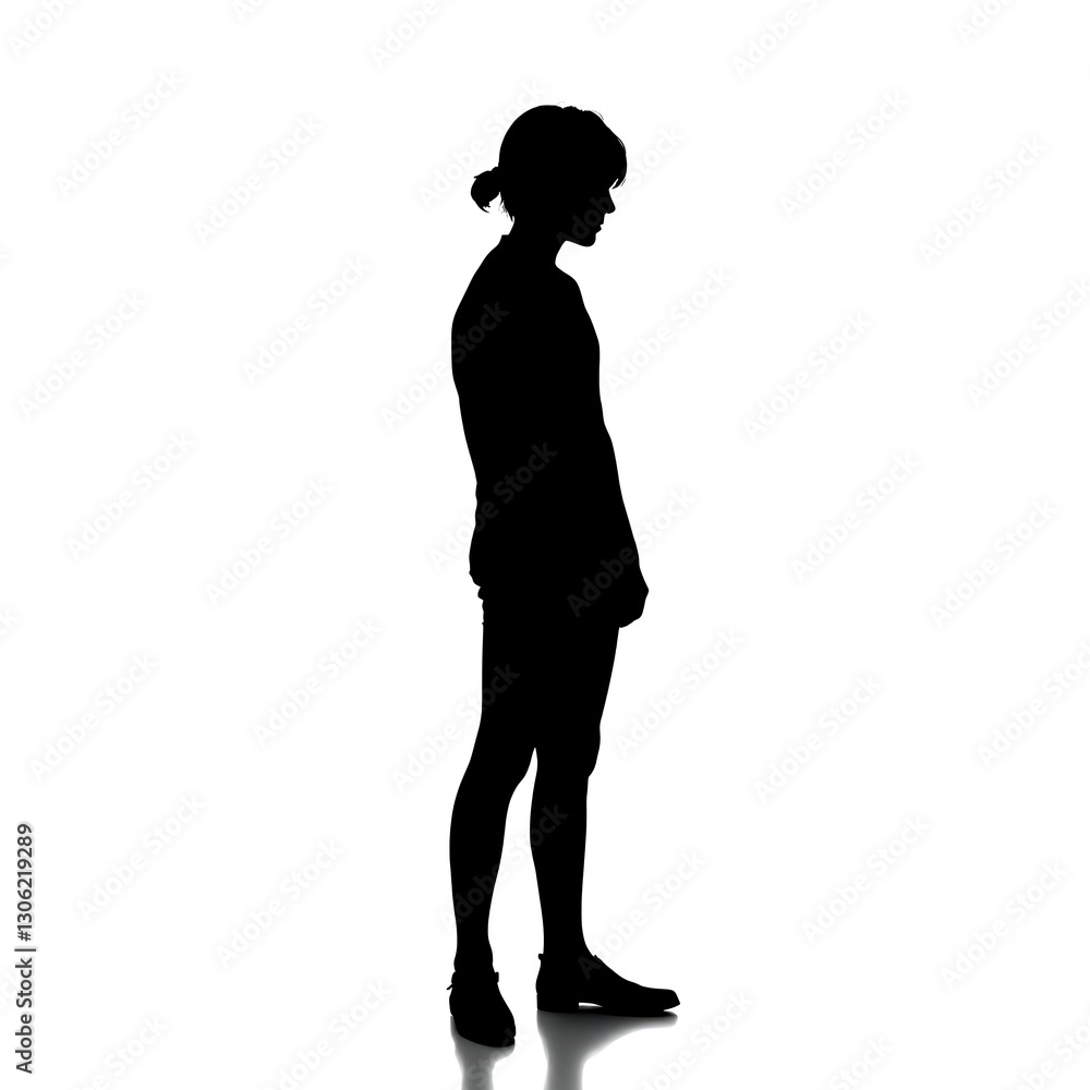 Minimalist Black Silhouette of Lone Figure on White Background - High Contrast Art