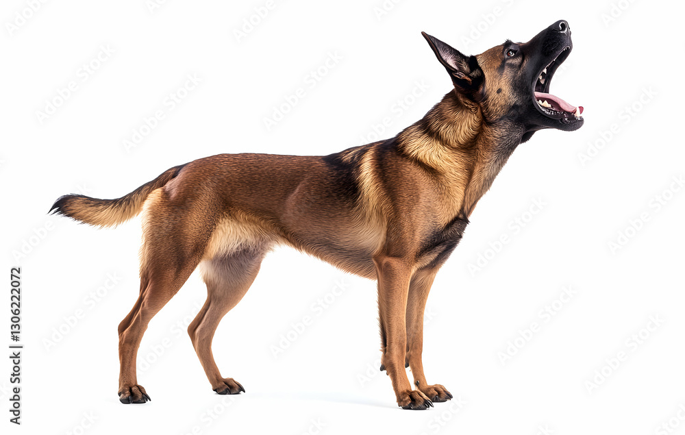 Majestic Belgian Malinois Portrait, Canine Beauty on Clean White Background Majestic Belgian Malinois Portrait, Canine Beauty on Clean White Background