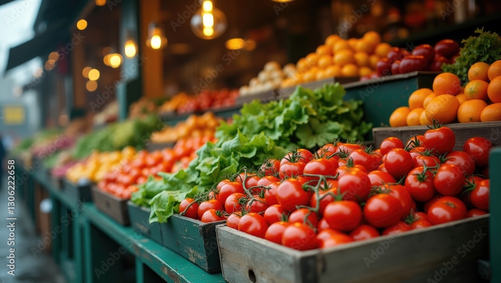 Fresh produce displayed at a market stand in Ireland Fresh produce displayed at a market stand in Ireland