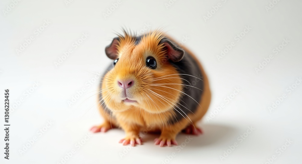 Quirky guinea pig against a white backdrop Quirky guinea pig against a white backdrop