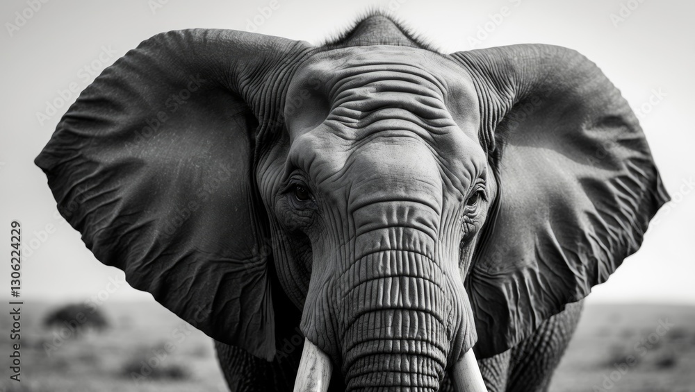 Naklejka premium Close-up View of an Elephant's Head