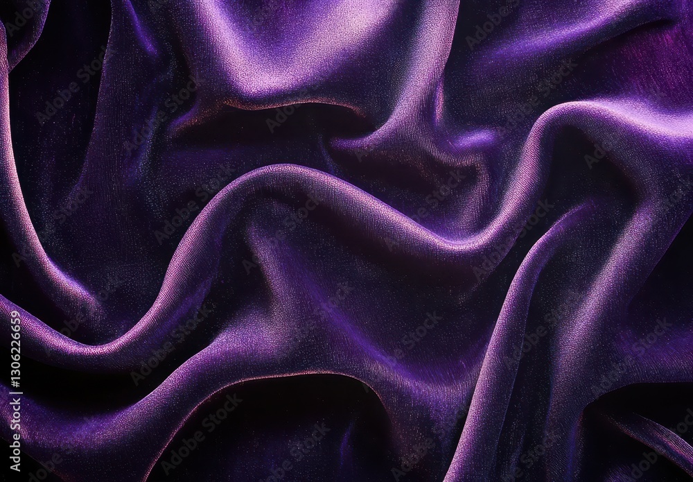Obraz premium Elegant purple satin fabric with smooth texture, gentle folds and rich depth, perfect for fashion, decor, or artistic backgrounds and design projects.
