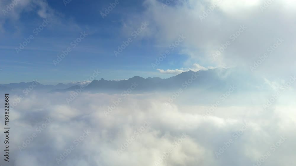 Drone shot above the clouds of Pang Xi Pang mountains in Vietnam Drone shot above the clouds of Pang Xi Pang mountains in Vietnam