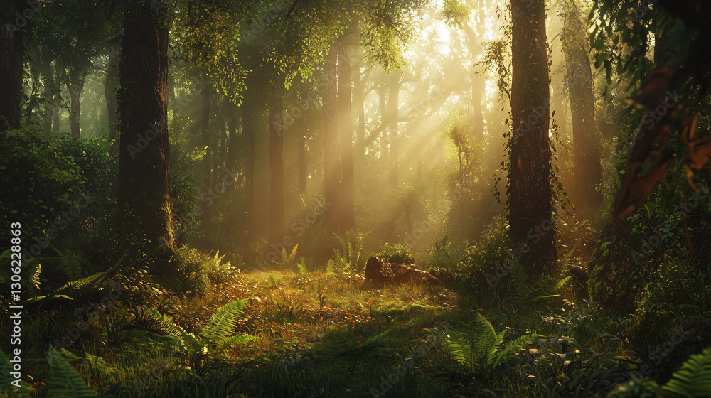 Obraz premium 密林に差す光