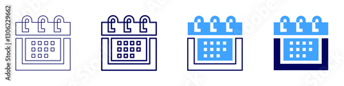 Annual planner icon in 4 different styles. Thin Line, Line, Bold Line, Duotone. Duotone style. Editable stroke