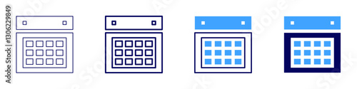 Automated calendar icon in 4 different styles. Thin Line, Line, Bold Line, Duotone. Duotone style. Editable stroke