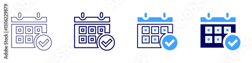 Bible calendar icon in 4 different styles. Thin Line, Line, Bold Line, Duotone. Duotone style. Editable stroke
