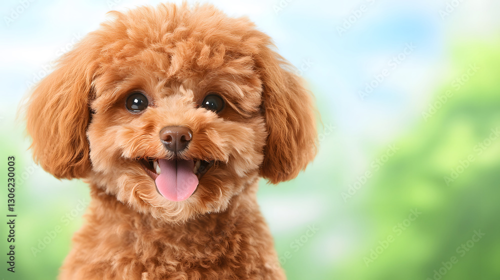 A fluffy, cheerful brown dog with a playful expression stands against a soft green background, embodying joy and companionship A fluffy, cheerful brown dog with a playful expression stands against a soft green background, embodying joy and companionship