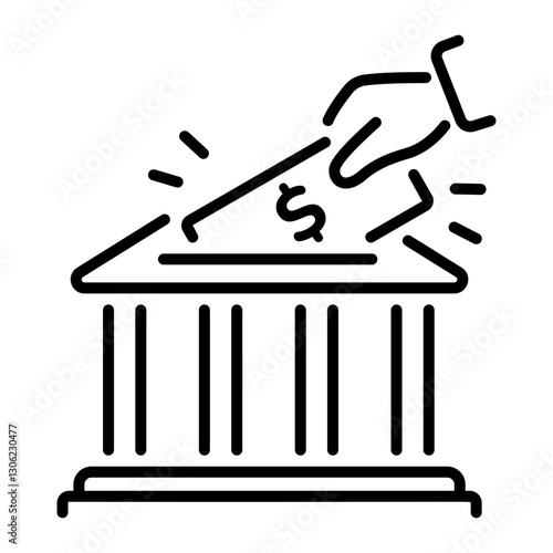 A linear style icon of bank deposit money 