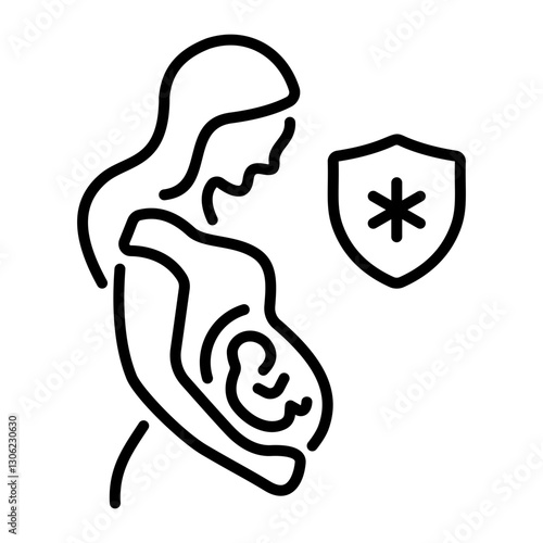 Pregnancy coverage icon in linear style 