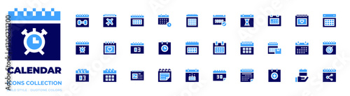 Calendar icon collection. Bold style. Duotone colors. calendar , desk calendar, weekly calendar