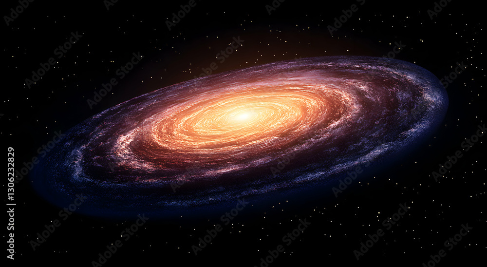 Fototapeta premium Spectacular Spiral Galaxy Illustration in Deep Space Background