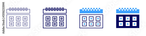Calendar printout icon in 4 different styles. Thin Line, Line, Bold Line, Duotone. Duotone style. Editable stroke