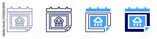 Church calendar icon in 4 different styles. Thin Line, Line, Bold Line, Duotone. Duotone style. Editable stroke