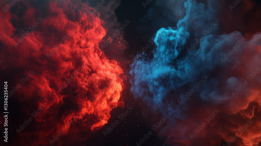 Fire vs Ice Smoke Clash with Central Focus Fire vs Ice Smoke Clash with Central Focus