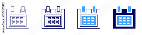 Desktop scheduler icon in 4 different styles. Thin Line, Line, Bold Line, Duotone. Duotone style. Editable stroke