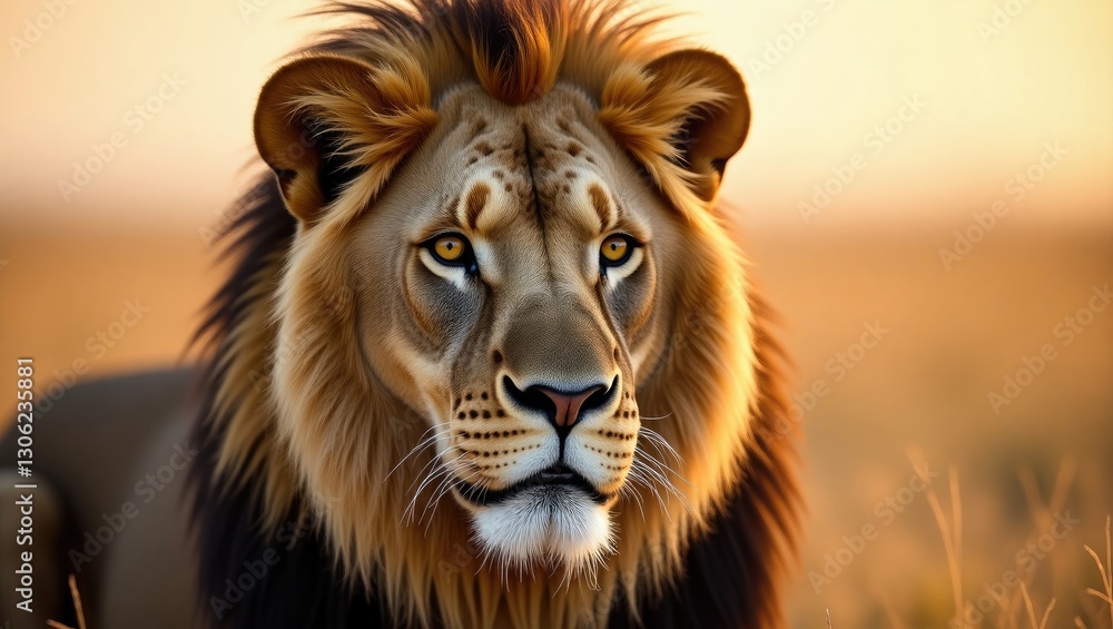 Fototapeta premium Portrait of a lion in its natural habitat