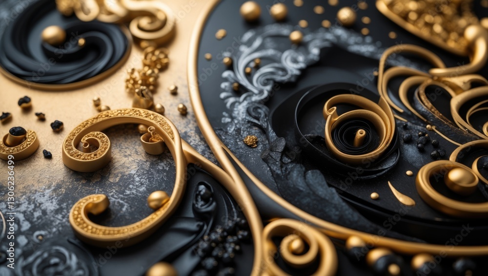 Luxurious black and gold abstract backdrop featuring designs and elegance Luxurious black and gold abstract backdrop featuring designs and elegance