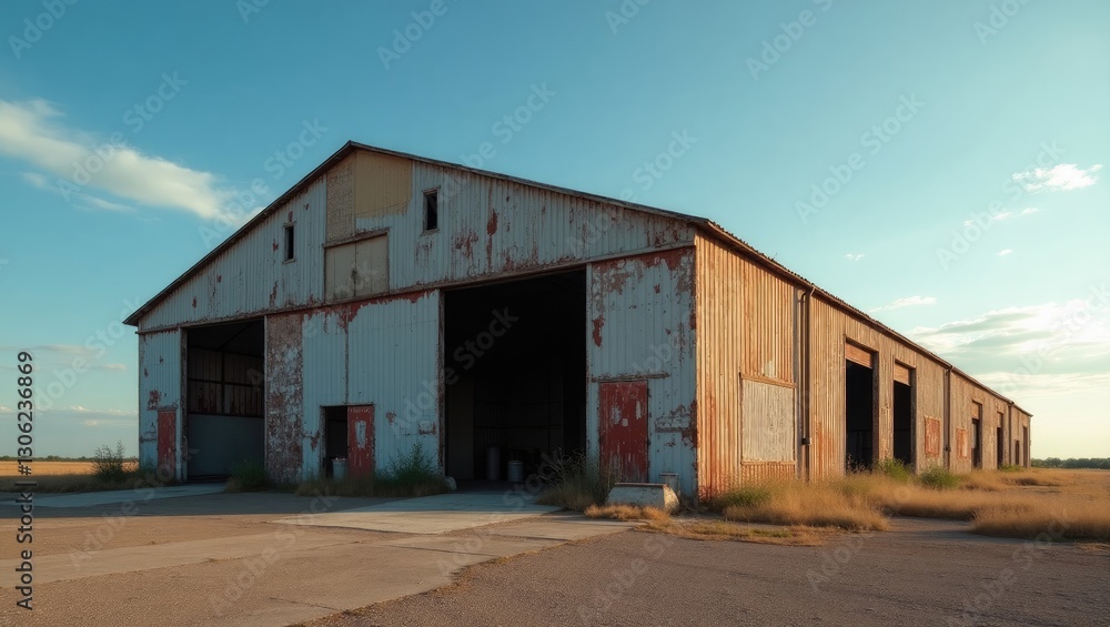 Fototapeta premium Abandoned vintage hangar structure