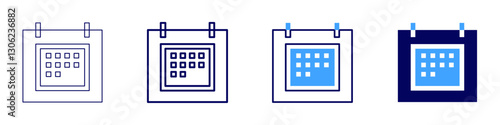 Julian calendar icon in 4 different styles. Thin Line, Line, Bold Line, Duotone. Duotone style. Editable stroke