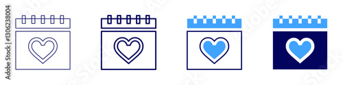 Pocket calendar icon in 4 different styles. Thin Line, Line, Bold Line, Duotone. Duotone style. Editable stroke