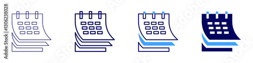 Pocket planner icon in 4 different styles. Thin Line, Line, Bold Line, Duotone. Duotone style. Editable stroke