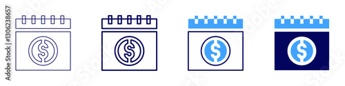 Religious calendar icon in 4 different styles. Thin Line, Line, Bold Line, Duotone. Duotone style. Editable stroke