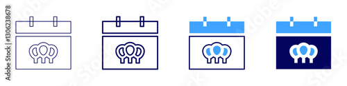 Romantic calendar icon in 4 different styles. Thin Line, Line, Bold Line, Duotone. Duotone style. Editable stroke