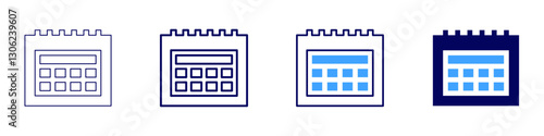 Teaching calendar icon in 4 different styles. Thin Line, Line, Bold Line, Duotone. Duotone style. Editable stroke