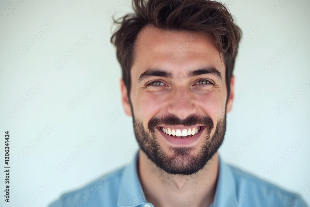 man with a beard smiles at the camera man with a beard smiles at the camera