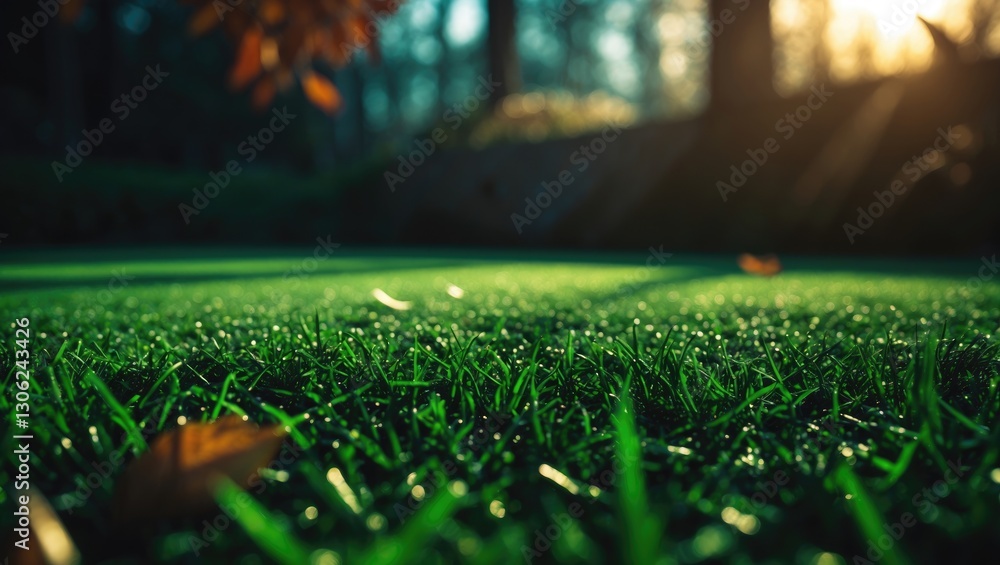 Naklejka premium synthetic turf illuminated by sunlight