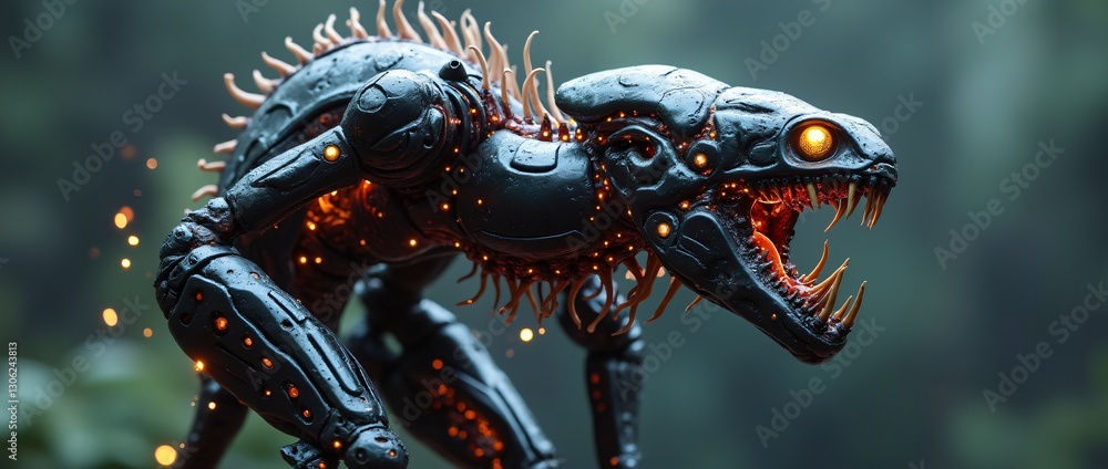 A futuristic form that resembles a hybrid of a machine and a living organism A futuristic form that resembles a hybrid of a machine and a living organism