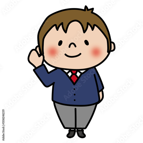 Wallpaper Mural 手を振るブレザーを着た高校生の男の子1 Torontodigital.ca
