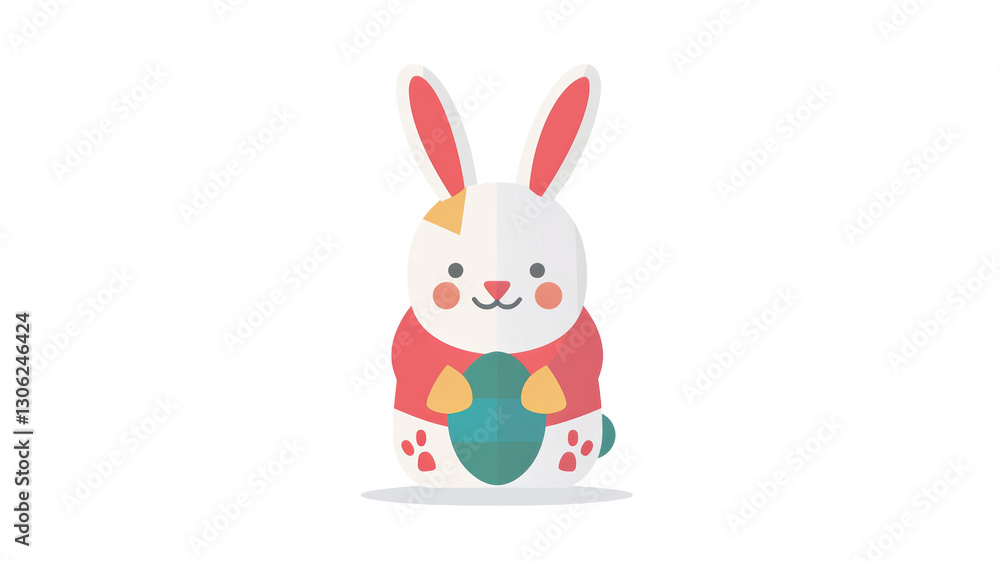 Fototapeta premium Cute Easter Bunny Holding Egg.
