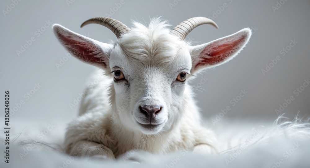 Obraz premium Adorable goat on a white backdrop with clipping path included
